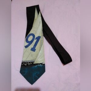 RALPH LAUREN- Nautical Graphic Sailboat Tie with Number 91 on Front.